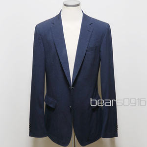 美品 HUGO BOSS ヒューゴボス MARZOTTO シアサッカー ストレッチ ジャケット 紺 50