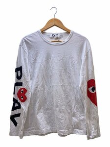 PLAY COMME des GARCONS◆長袖Tシャツ/L/コットン/WHT/AZ-T258