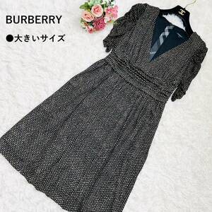 新品同様 Lサイズ バーバリーロンドン【ワンピース チュニック 総柄 シフォン 大きいサイズ 40】BURBERRY London ウエストマーク フレア