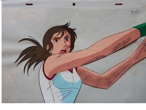 山本鈴美香さん原作　なつかしのスポーツアニメ「劇場版エースをねらえ」◇⑩ラケットを振る、テニス部員のセル画です　