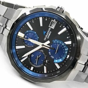 美品 CASIO カシオ OCEANUS オシアナス マンタ 腕時計 OCW-S5000E-1 電波ソーラー チタン マルチバンド6 ブラック ブルー 動作確認済 箱付