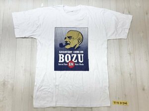 BOZU メンズ パロディ おもしろ半袖Tシャツ L 白