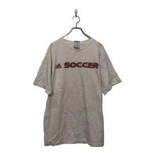 adidas 半袖 ロゴ Tシャツ アディダス M ホワイト レッド プリント クルーネック 古着卸 アメリカ仕入 a604-5384