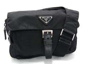 1円 ■美品■ PRADA プラダ テスートナイロン クロスボディ ショルダーバッグ レディース メンズ ブラック系 FJ2751