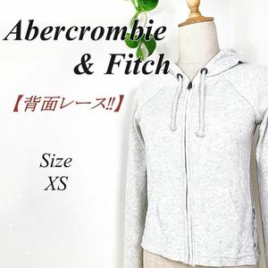 【希少】 Abercrombie & Fitch 花柄レース 切替パーカー グレー アバクロンビーアンドフィッチ ライトグレー トップス