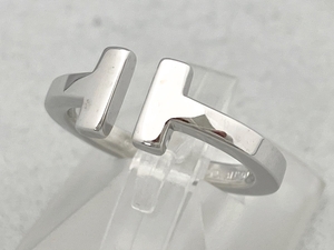 Tiffany＆Co. K18WG／＃13／Tスクエアリング／6.4g 店舗受取可