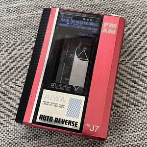 ジャンク扱い　AIWA CASSETTEBOY HS-J7 アイワ カセットボーイ カセットプレイヤー 録音再生 AUTO RESERVE FM/AM ラジオ 当時物