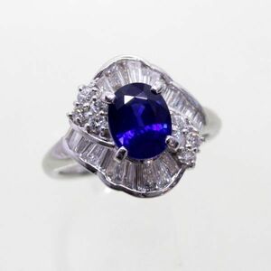 ◎中古美品◎プラチナ　サファイア　1.60ct　ダイヤ　0.82ct　リング　12号