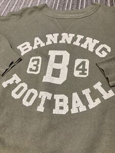 日本製 ウエアハウス 前V スウェット BANNING FOOTBALL ダブルワークス ひび割れラバープリント アメリカ ビンテージ スタイル L 40 42 XL