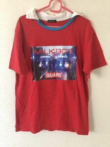 milkboy GUARD ガード 襟付き プリント Tシャツ レッド