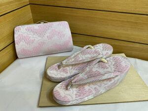 草履バッグセット　草履 22.5cm ピンク　和装小物　成人式　訪問着　兼用バッグ