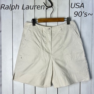 USA古着 90s～00s Ralph Lauren チノ サファリショーツ 10 L～ オールド ヴィンテージ ラルフローレン アメリカ古着 ショートパンツ●132