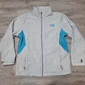 THE NORTH FACE フリースジャケット アウトドア　白　ホワイト　水色　訳あり　ガールズXL(18)　レディースL相当