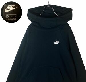 NIKEナイキ シンプルブラック スタンドカラースウェットパーカー ゆったり