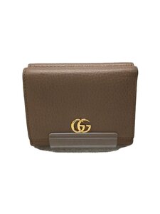 GUCCI◆3ツ折サイフ_GGマーモント/レザー/BEG/524672//