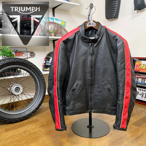 ☆TRIUMPH トライアンフ レザージャケット ブラック/52（L相当）◆バイク シングルライダース ボンネビル スラクストン ストリートツイン