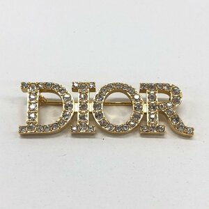 Christian Dior　クリスチャンディオール　ロゴ　ラインストーン　ブローチ　箱付き【CGAF9011】