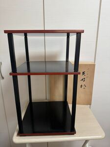 ★Y80★ 中古美品　茶道具『更好棚 塗師表完作 裏千家 玄々斎好 共箱』茶棚 二重棚 茶道　裏千家 茶事 茶会 漆芸 30x30高さ51.5cm