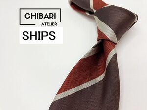 【超美品】SHIPS　シップス　レジメンタル柄 ネクタイ 3本以上 送料無料 メンズ ブラウン　1205215