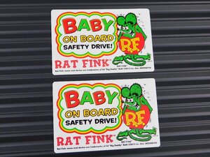 ◆送料\110◆【Rat Fink・ラットフィンク】※《BABY ON BOARD・ベイビーオンボードステッカー ／ 2枚セット》　RDF044　ムーンアイズ