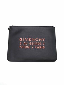 GIVENCHY ジバンシィ メタリックロゴプリントレザークラッチバッグ ブラック ITXN6SH9IV5W