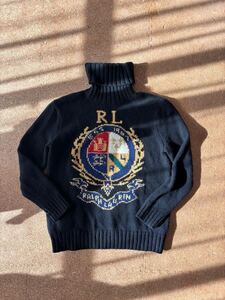 Polo Ralph Lauren ラルフローレン　クレスト　ニット　ハイネック　セーター　古着　エンブレム