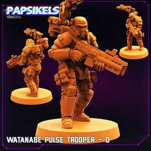 Papsikels WATANABE_PULSE_TROOPER_D 3Dプリント D＆D メタルミニチュア メタルフィギュア TRPG スターグレイブ サイバーパンク
