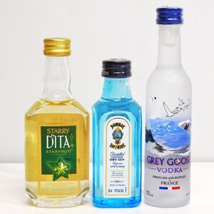 古酒 未開栓 ミニチュアボトル スピリッツ 3本セット ジン・ウォッカ・リキュール 50ml ○