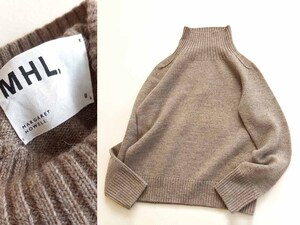 MHL./マーガレットハウエル 定番 BRITISH WOOL ハイネックニットⅡ/メランジ ブラウングレーミックス