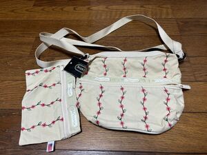 レスポートサック LeSportsac ショルダーバッグ サコッシュ ポシェット ミニ ポーチ カバン かばん 鞄 花柄 刺繍 オフホワイト アイボリー