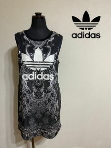 【良品】 adidas originals PAVAO DRESS アディダス オリジナルス レディース ワンピース ノースリーブ パバオドレス サイズM 黒 灰 総柄