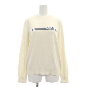 アーペーセー A.P.C. コットン カシミヤ ロゴニット セーター 長袖 M オフホワイト /MY ■OS レディース