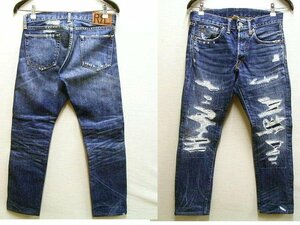 ◇即決[W28]RRL USA製 16SS HILLSDALE WASH SLIM FIT スリム リペア ビンテージ デニム セルビッチ アメリカ パンツ■6946