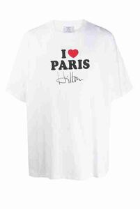 正規新品 20SS VETEMENTS ヴェトモン I LOVE PARIS Hilton パリ オーバーサイズ Tシャツ 白 XS