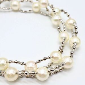 美品!!1円〜!!＊K18WG アコヤ本真珠ネックレス＊ n 約17.2g 約46.0cm pearl necklace jewelry パール ジュエリー DC0/DE0 A38