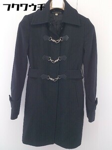 ■ MICHEL KLEIN ミッシェル クラン チェーン カシミア混 ウール 長袖 コート サイズ 38 ブラック レディース