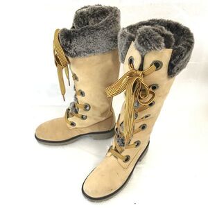 ティンバーランド/Timberland★本革/ボアロングブーツ【8M/24.5-25.0/ベージュ/BEIGE】Shoes◆WB90-8