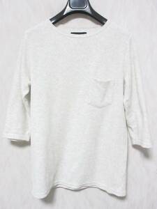 SHIPS JET BLUE シップス ジェットブルー パイル地 七分袖 カットソー Tシャツ メンズ M オフホワイト　yg6105