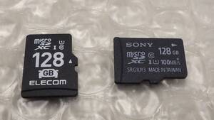 *SONY/ ELECOM microSDXCメモリーカード 128GB*2 中古動作品② 2枚セット