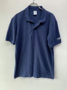 富士通　スタッフ用　ポロシャツ　紺/ネイビー　メンズL　レア　制服　ユニホーム　社員　従業員　G1070