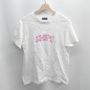 ◇ ⊂ Φ SHIPS シップス ロゴプリント 半袖 Tシャツ サイズS ホワイト系 レディース E