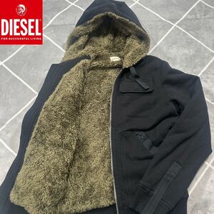 【極美品XL相当】冬の最高傑作 DIESEL ディーゼル ボアパーカー XLsize相当 黒 アクリル 内ボア【極暖】抜群の保温性 DIESELパッチ 極上品