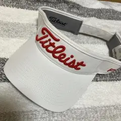 ★タイトリストTitleistバイザー★白×赤　レディース　タイトリスト