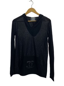 CHANEL◆フード/スパンコール/ニット・セーター/38/ブラック/カシミア/P36083K02232