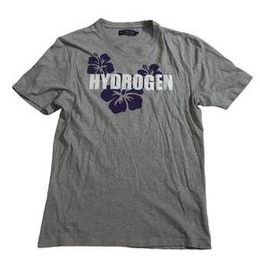 大きいサイズ ■ HYDROGEN ハイドロゲン ■ フェルト ロゴ プリント 半袖 Tシャツ グレー XXL