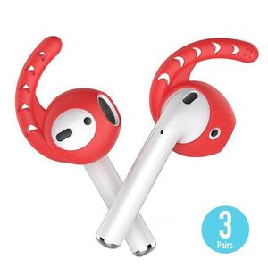 AHASTYLE アップル AirPods&Ear Pods エアポッズ イヤポッズ用 脱落防止 シリコン イヤフックカバー脱着簡単 同色3対入り 赤