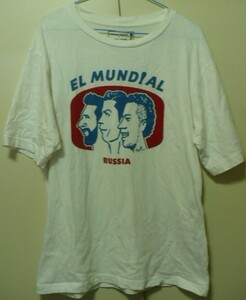 soccer Junky(サッカージャンキー)×GLOBAL WORKグローバルワーク(コラボ)EL MUNDIAL RUSSIA(ロシアW杯ワールドカップ)Ｔシャツ　白　S