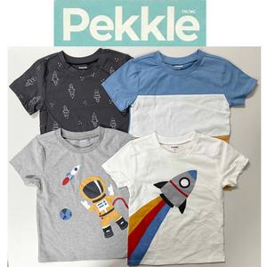 新品 4枚 80 ★ コストコ PEKKLE ボーイズ 半袖 Tシャツ セット 12M ロケット 宇宙 ブルー グレー ベビー キッズ カットソー ペックル