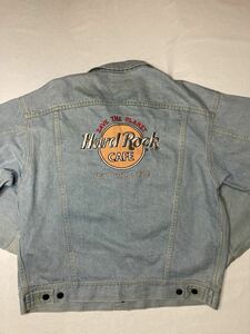 ◆ Hard Rock CAFE ◆ ハードロックカフェ 90s メキシコ製 背面BIGロゴ刺繍 NEW ORLEANS 4ポケット デニム トラッカー ジャケット GジャンL