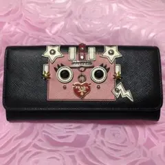 タイム SALE❤️PRADA❤️ロボット/サフィアーノ レザー/ブラック&ピンク